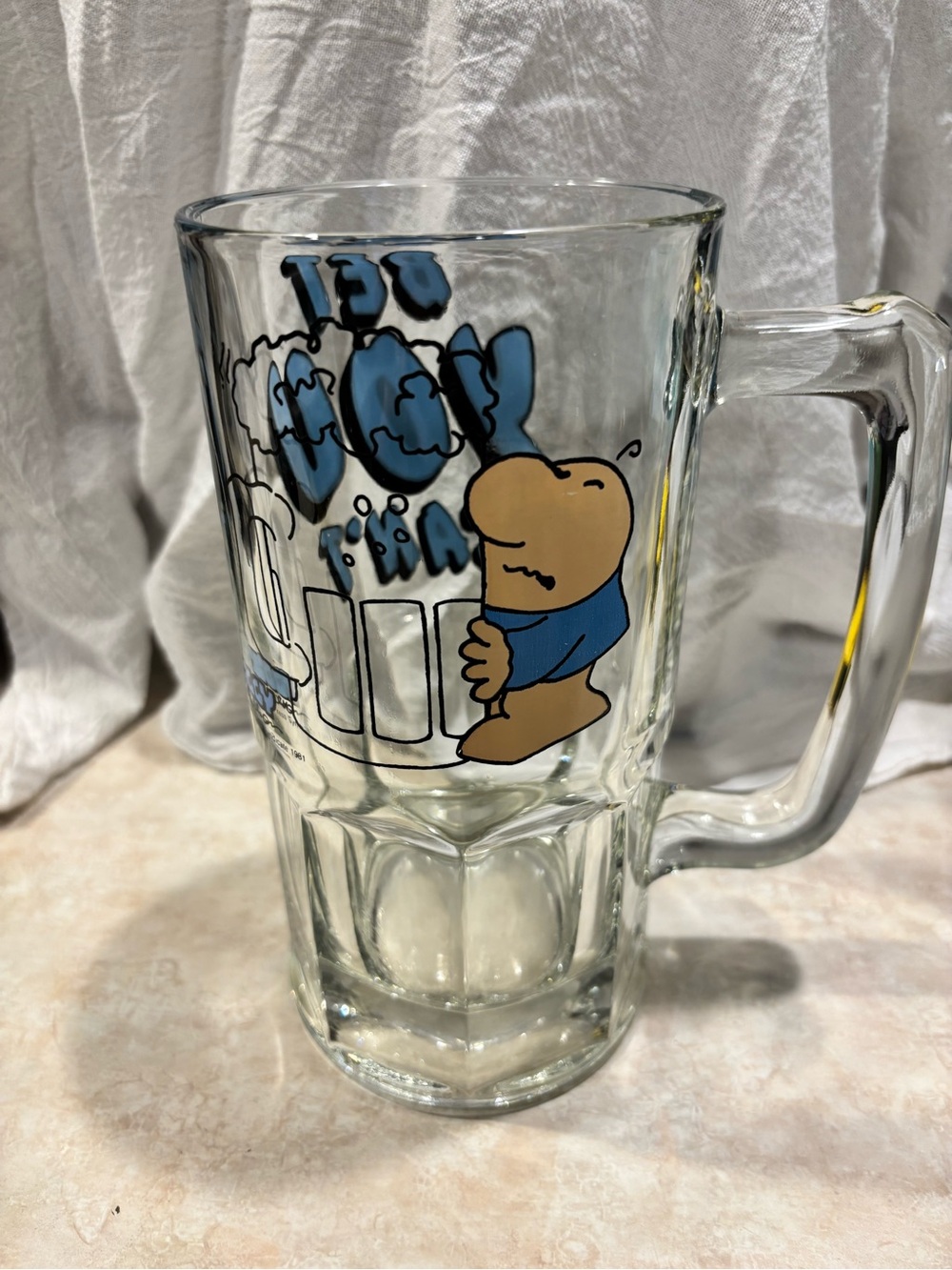 Vintage Ziggy Glass Beer mug "Bet you Can't" 1981